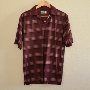 BEN HOGAN Performance Casual Striped Golf Polo Shirt Maroon Black White Size M